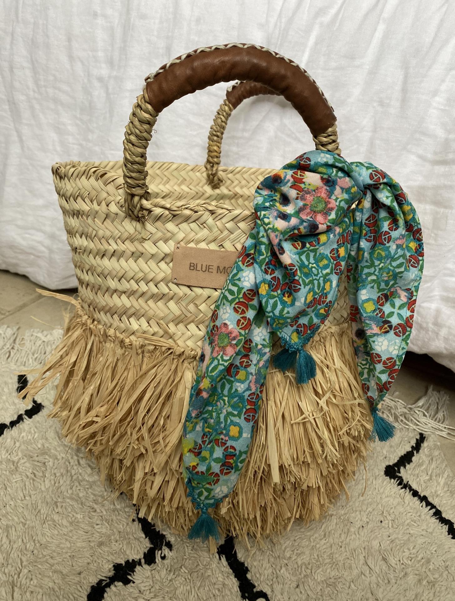 panier raphia blue mood