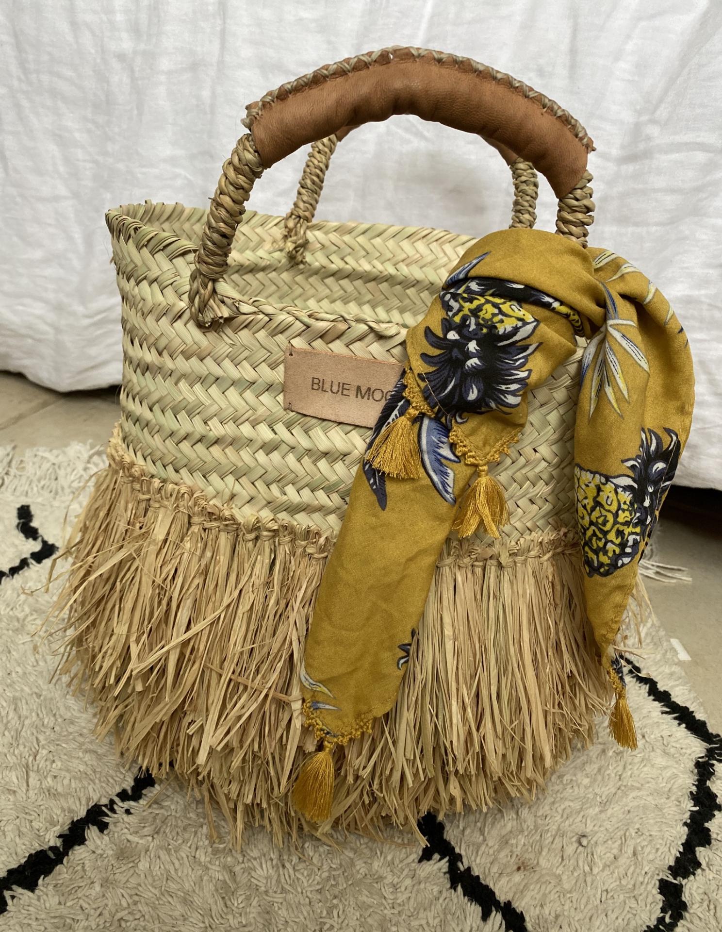 panier raphia blue mood