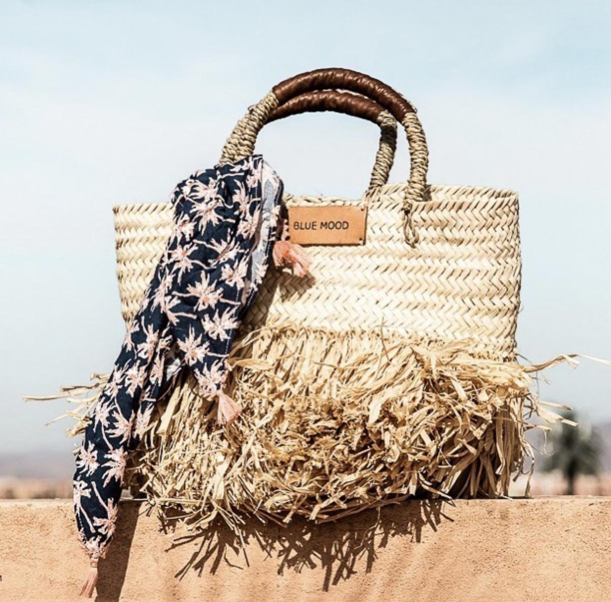 panier raphia blue mood